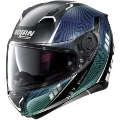 Integrierter Motorradhelm Nolan N87 SIOUX N-Com 107 Matt Schwarz Grün Blau