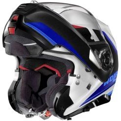 Modularer Motorradhelm P / J Homologation Nolan N100.5 HILLTOP N-Com 049 Weißmetall Blau -Nolan Verkaufe modularer motorradhelm p j homologation nolan n100 5 hilltop n com 049 weissmetall blau 109488