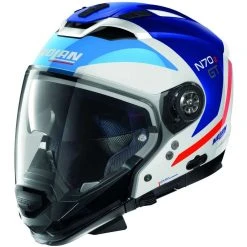 Nolan N70.2 GT GLARING N-Com 050 Crossover Motorradhelm Weiß Blau Rot Glänzend