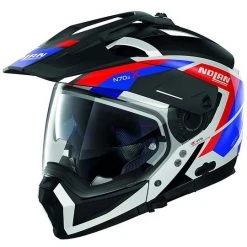 Nolan N70.2x Crossover ON-OFF Motorradhelm Grandes Alpes N-Com 026 Weiß Glänzend Blau